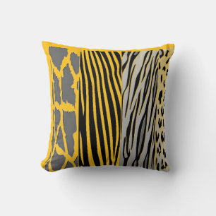 Black And  Yellowi Printed Zebra Stripe Pillow