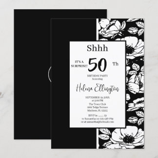Black Anemone Birthday Invitation