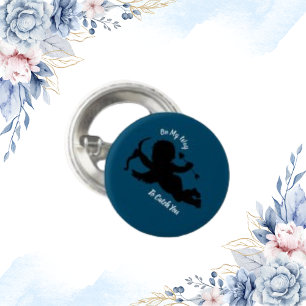 Black Angel, Cute Arrow Bow Vintage Cherub Round 1 Inch Round Button