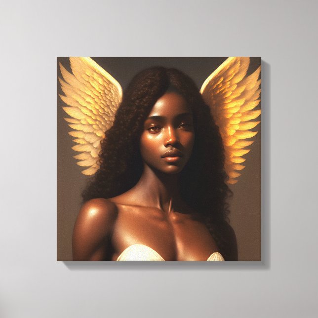 Black Angel Ethereal Angelcore Art Canvas Print (Front)