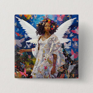 Black Angel Fantasy Art 2 Inch Square Button