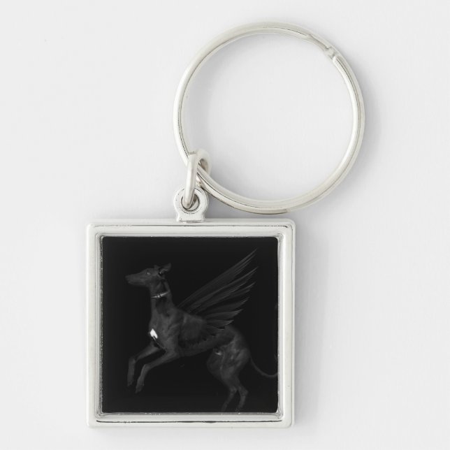Black Angel Greyhound Keychain (Front)
