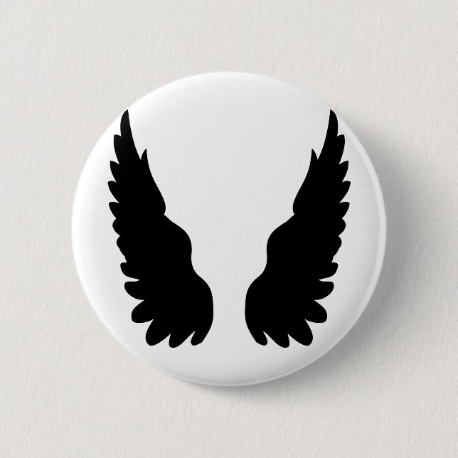 black angel wings 2 inch round button (Front)