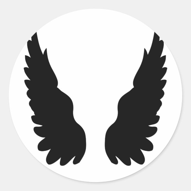 black angel wings classic round sticker (Front)