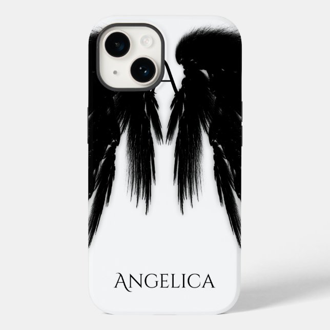 BLACK ANGEL WINGS Monogram Case-Mate iPhone Case (Back)