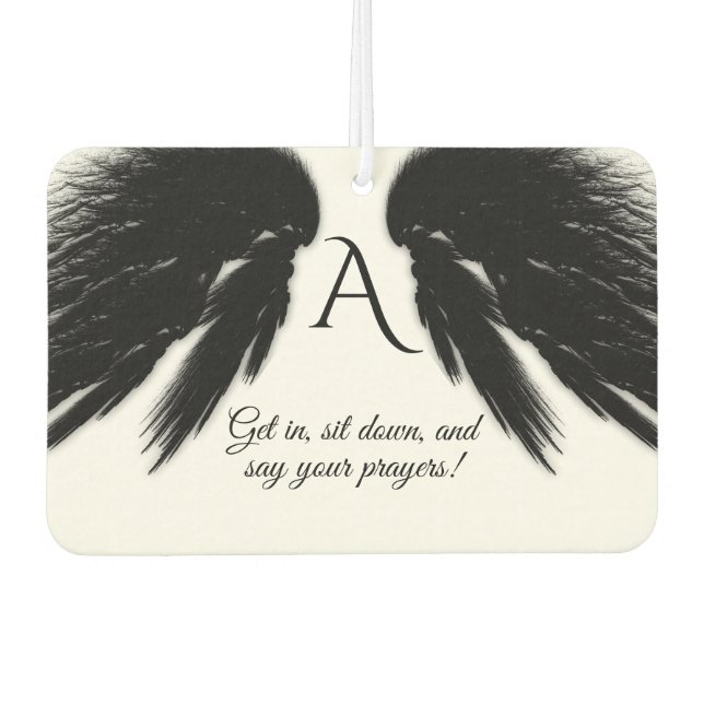 BLACK ANGEL WINGS Monogram Funny Air Freshener (Front)