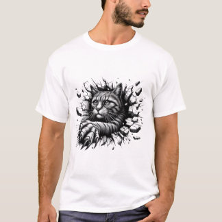 Black Angry cat Design unique T-shirt de luxe