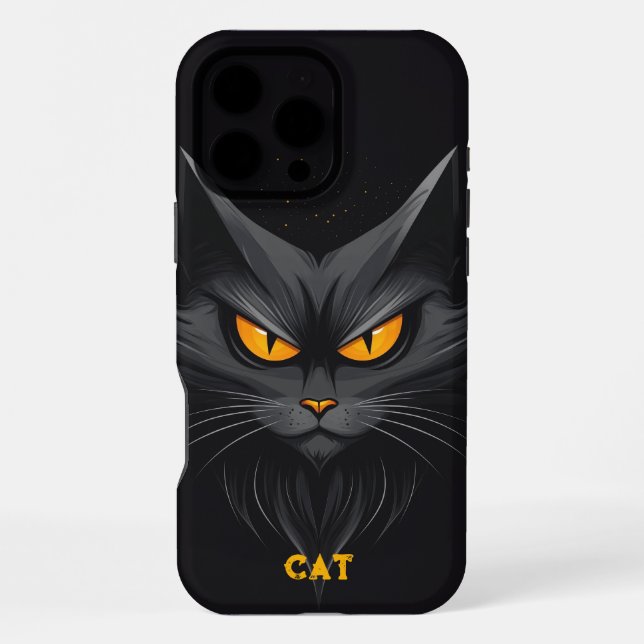 Black Angry Cat Personalized iPhone Case (Back)