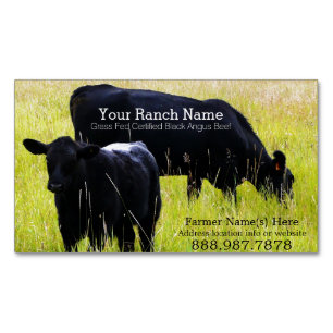 Black Angus Beef Cattle Ranch Farm Magnetic Business Card
