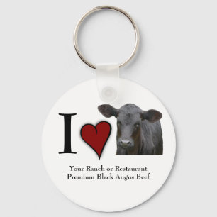 Black Angus Beef  - I love heart design Keychain