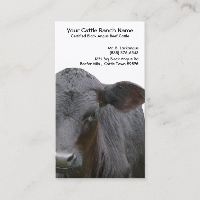 Black Angus Cattle Ranch Business Card (Front)