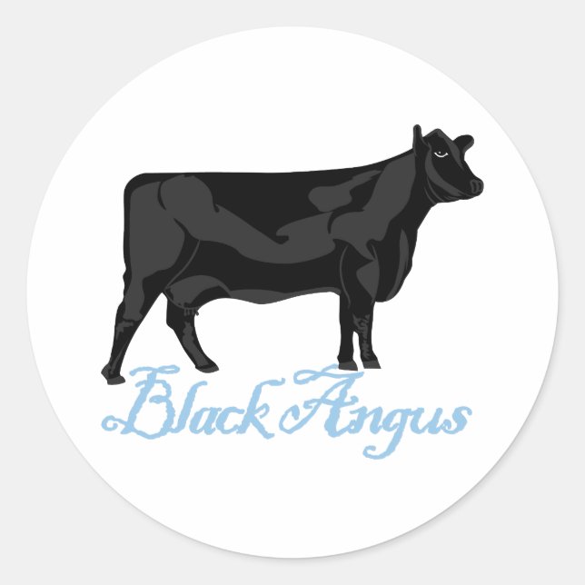 Black Angus Classic Round Sticker (Front)