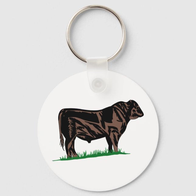 Black Angus Steer Keychain (Front)