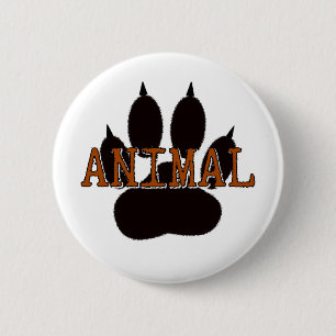 Black Animal Paw Print 2 Inch Round Button