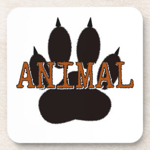 Black Animal Paw Print Coaster