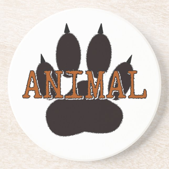 Black Animal Paw Print Coaster (Front)
