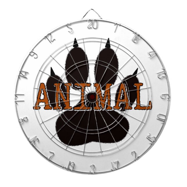 Black Animal Paw Print Dartboard (Front)