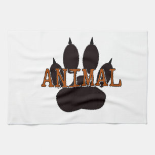 Black Animal Paw Print Kitchen Towel