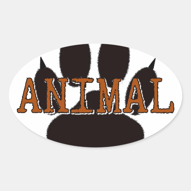 Black Animal Paw Print Oval Sticker (Front)