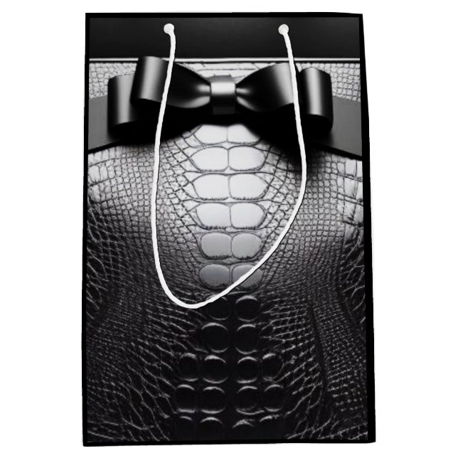 Black Animal Print/Bow/Gift Bag (Front)