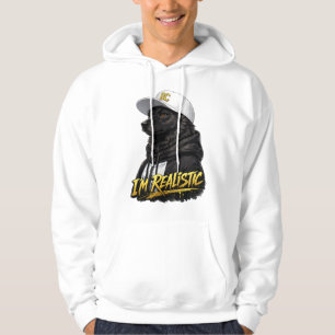 Black Anime Dog Streetwear Art I'm Realistic Hoodie