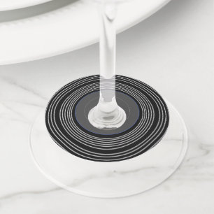 Black annd grey Lp vinyl Wine Glass Tag