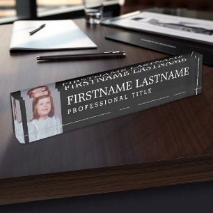 Black ans White Name, Professional Title and Photo Nameplate