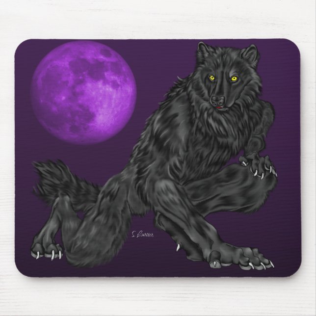Black Anthro Werewolf Mouse Pad (Front)