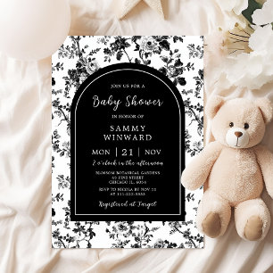 Black Antique Chinoiserie Baby Shower Invitation
