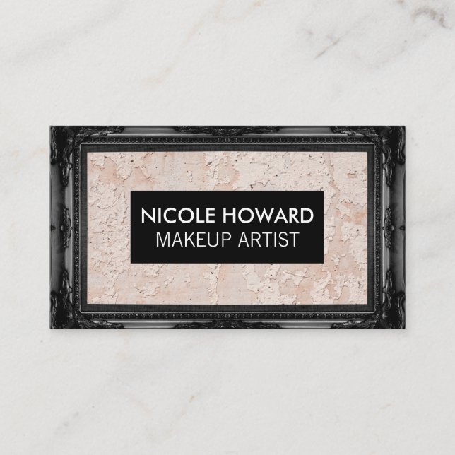 Black Antique Frame | Wall Grunge Texture Business Card (Front)