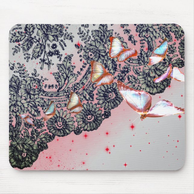 BLACK ANTIQUE LACE PATTERN MOUSE PAD (Front)