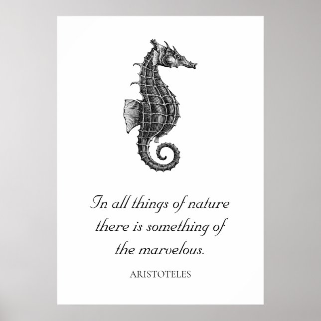 Black Antique Seahorse with Inspirational Quote. Poster (Front)