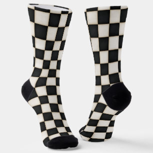 Black & Antique White Chequered Socks