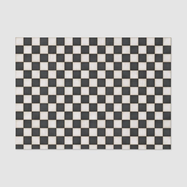 Black & Antique White Chequered Tissue Paper (Front)
