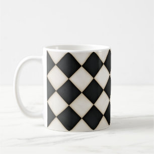 Black & Antique White Diamonds Coffee Mug