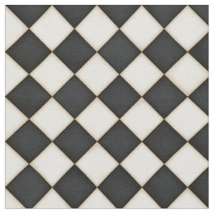 Black & Antique White Diamonds (small scale) Fabric