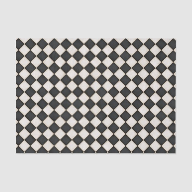 Black & Antique White Diamonds Tissue Paper (Front)