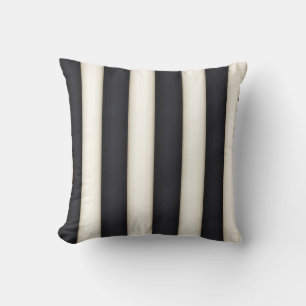 Black & Antique White Victorian Stripes Throw Pillow