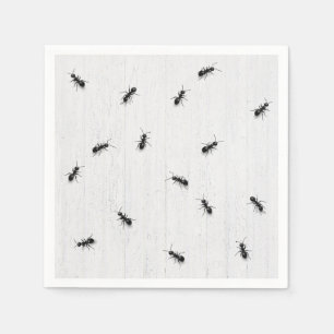 Black Ants on Whitewashed Wood Napkin