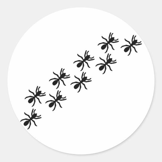 black ants trail classic round sticker (Front)