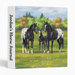 Black Appaloosa Horses In Summer Pasture Binder
