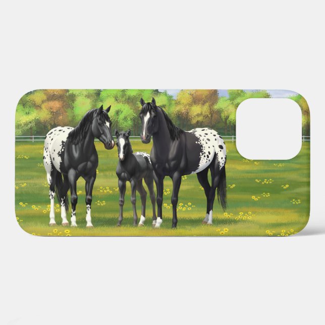 Black Appaloosa Horses In Summer Pasture Case-Mate iPhone Case (Back (Horizontal))
