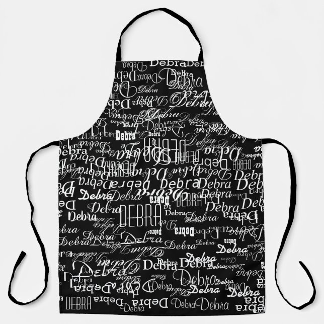 black apron with white names (Front)