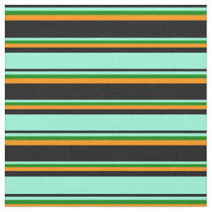 Black, Aquamarine, Green & Dark Orange Coloured Fabric