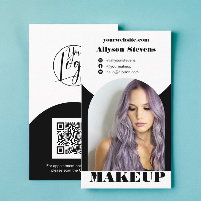 Black arch makeup boho photo qr code logo business card (Black arch makeup boho photo qr code logo business card)