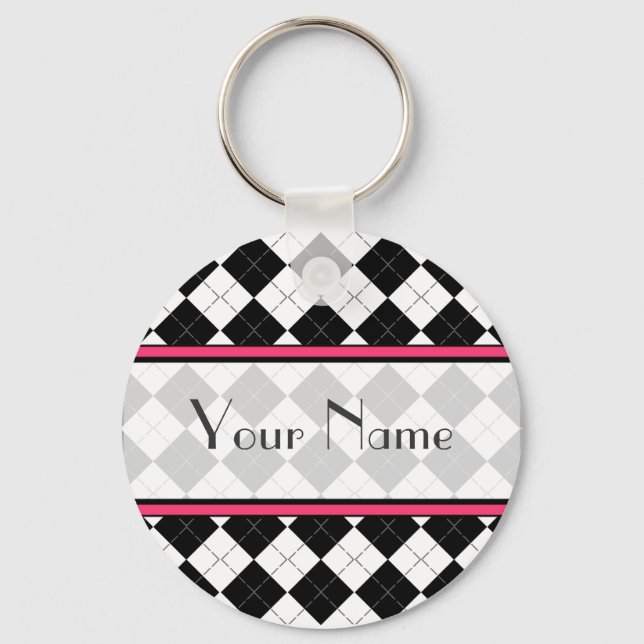 Black Argyle Keychain (Front)