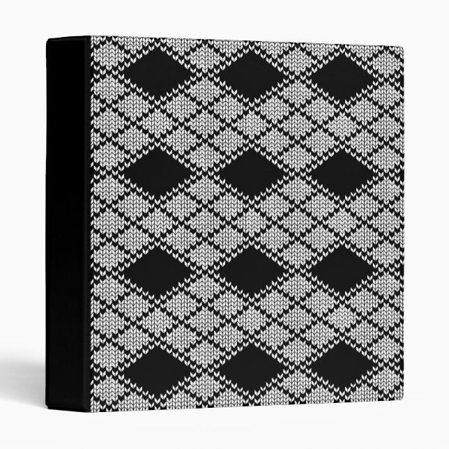 BLACK ARGYLE KNIT 3-Ring Binder III (Front/Spine)