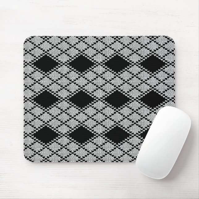 BLACK ARGYLE KNIT Mouse Pad (With Mouse)