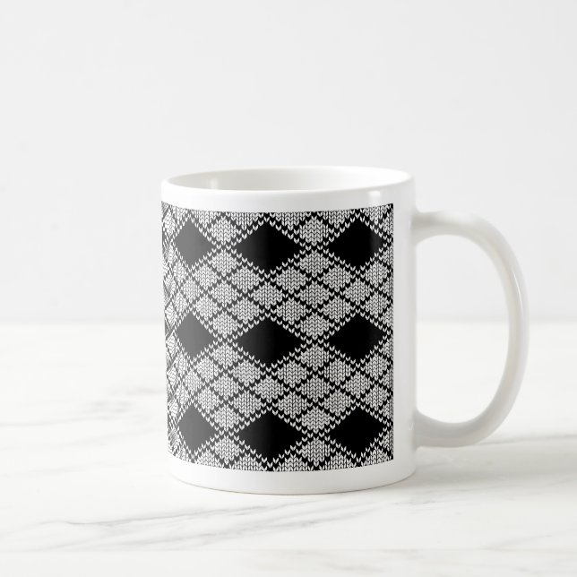 BLACK ARGYLE KNIT White Mug  (Right)