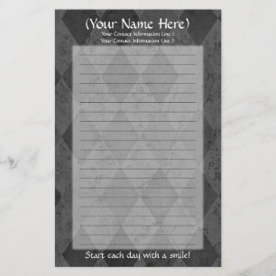 Black Argyle Personal Stationery